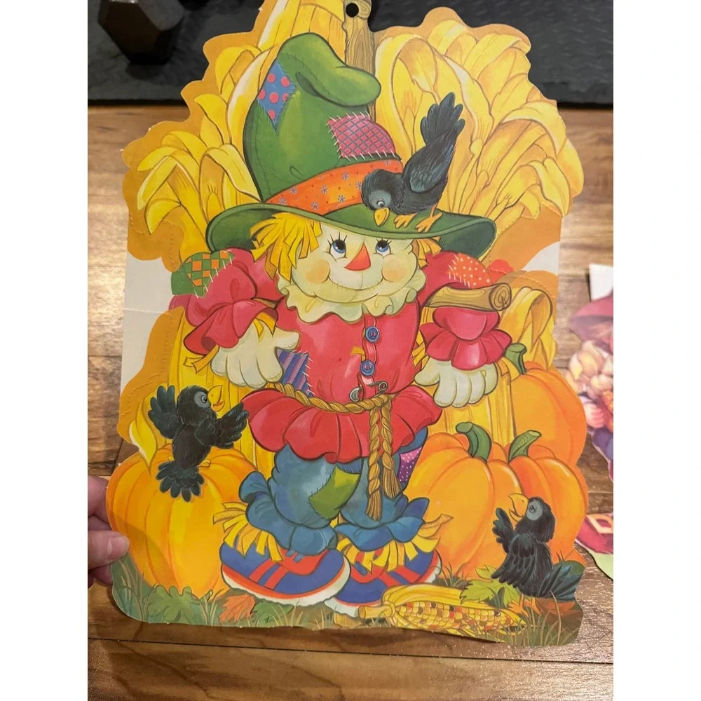 Vintage‎ Thanksgiving Harvest Fall Cardboard Cutouts New Old Stock Lot of 3